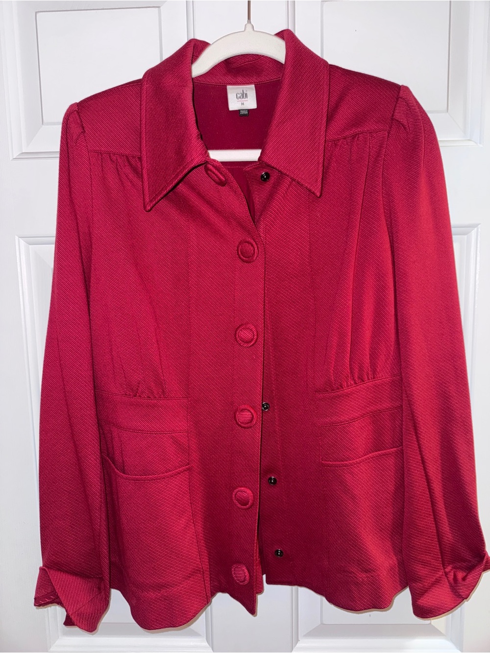 CAbi Women's Deep Pink Button-Front Collared Jacket